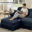 Canapé d'angle modulaire en chenille avec pouf-525980516-525980515