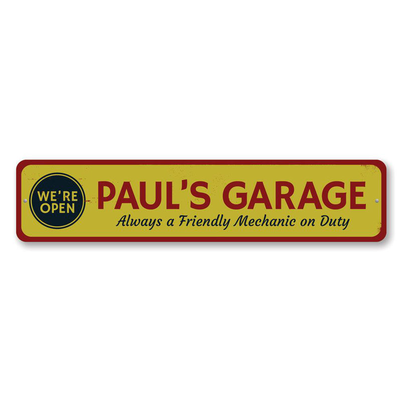 Enseigne personnalisée en aluminium Open Garage, H 6 po x l 24 po x P 0,06 po