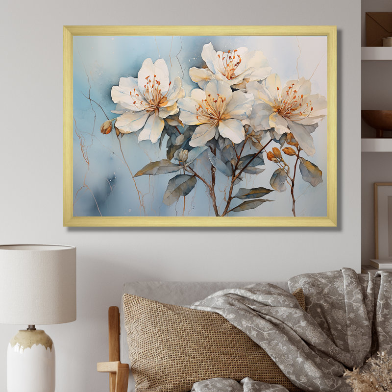 Essence de simplicité rhododendron, Cadre doré simple, H 24 po x l 32 po x P 1 po