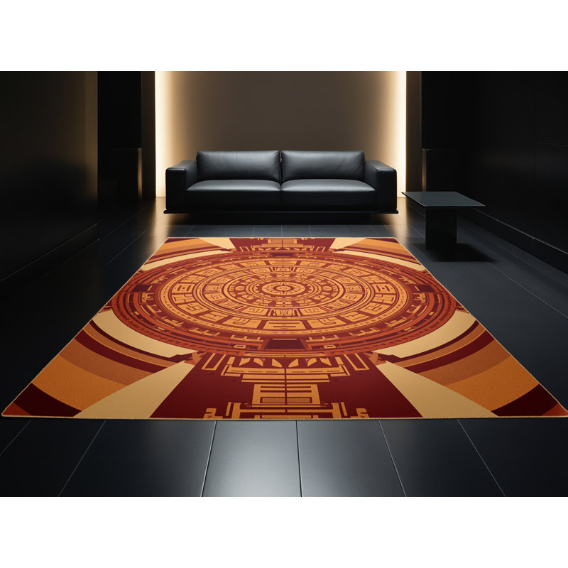 Tapis géométrique brun lavable à la machine d'inspiration mondiale Bartow, 7x9