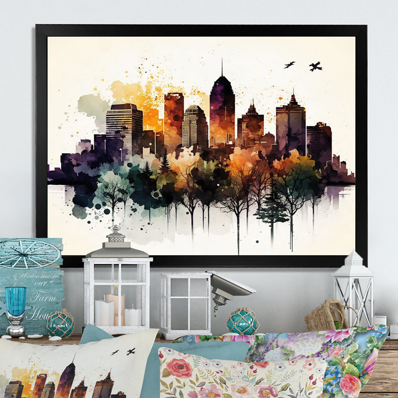Montréal en automne I - reproduction sur toile, Impression noire sur toile encadrée, H 12 po x l 20 po x P 1 po