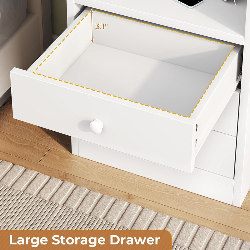 Akke 17.7'' W Nightstand, White