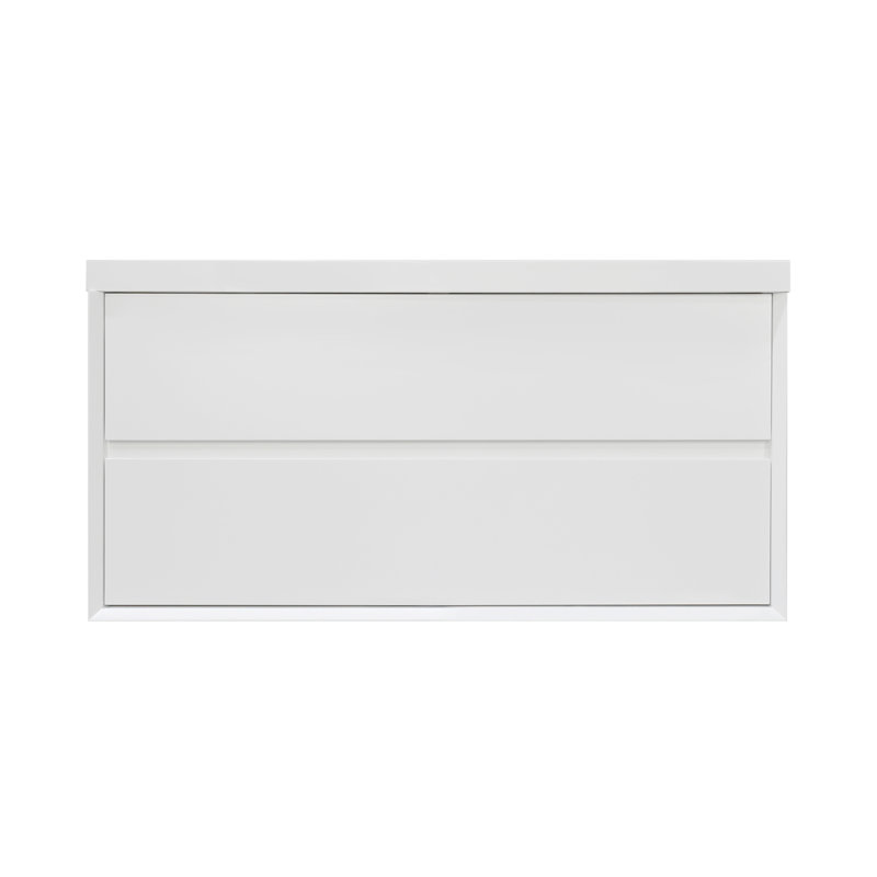 Chilmonik 41.9 " W Wall Mounted Wall Mounted 1 Single Vanity Bathroom Vanity With Engineered Stone Top, White