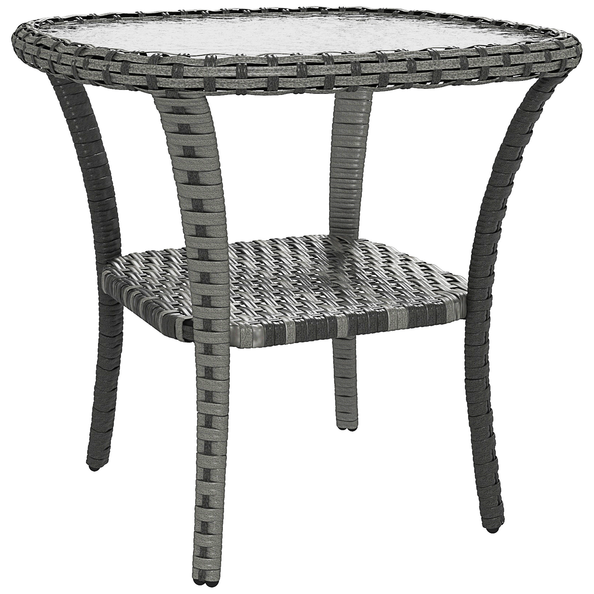 Winston Porter Outsunny Rattan Coffee Table With Storage Shelf, Wicker