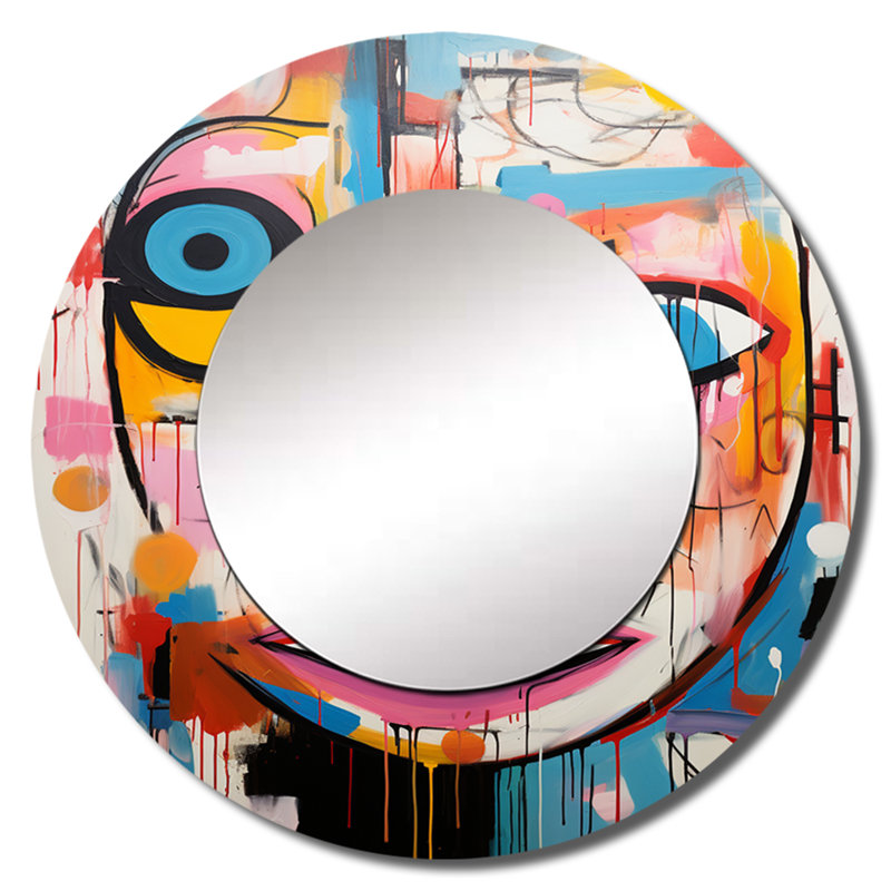 Pop Art Modern Robot II - miroir décoratif Pop Art, miroir mural rond glam, impression sur métal, 23 po x 23 po