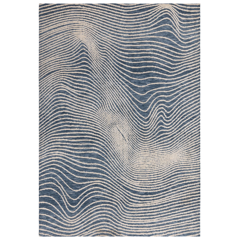 Clemones Swirl Blue Area Rug, Rectangle 120 x 170 cm