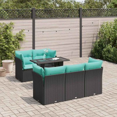  Ensemble de canapé de patio 6 pièces avec coussins en rotin polyacacia