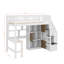 Lit mezzanine en bois avec bureau, DEL, tablettes de rangement, armoires et escalier-1594330407