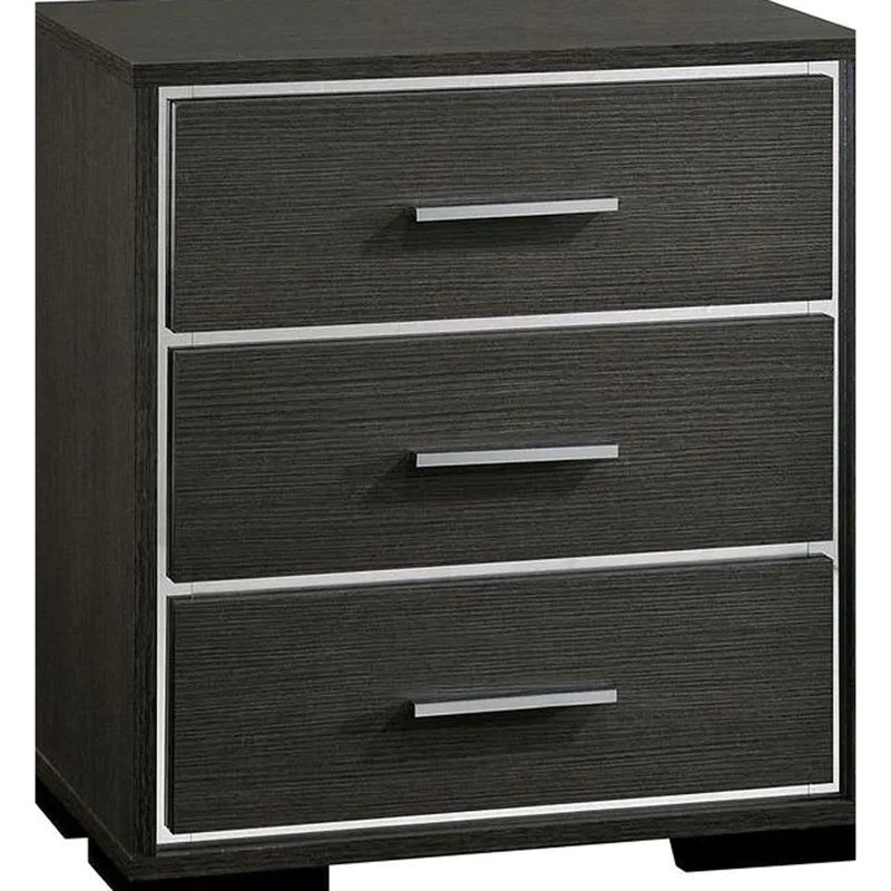 Table de chevet de chambre à coucher en gris chaud, bois massif, garniture, table de chevet en bois moderne, couleur grise, garniture incluse