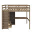 Lit mezzanine double en bois avec garde-robe intégrée, bureau, tablettes de rangement et tiroirs-200328182