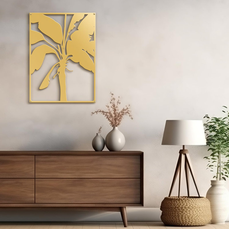Décoration murale décorative murale en métal, H 18 po x l 13,43 po x P 0,05 po, Or