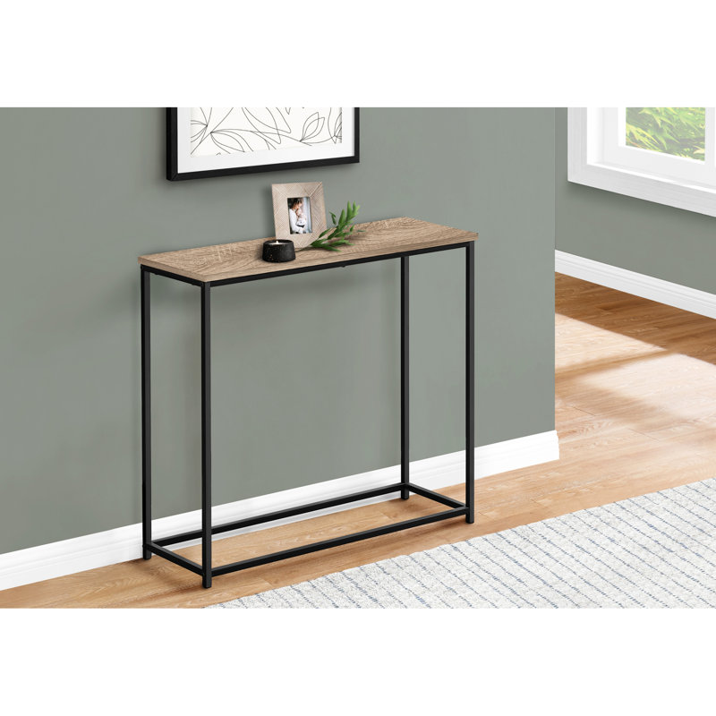 Console en stratifié taupe pour le salon - Table contemporaine avec structure en métal noir et étable