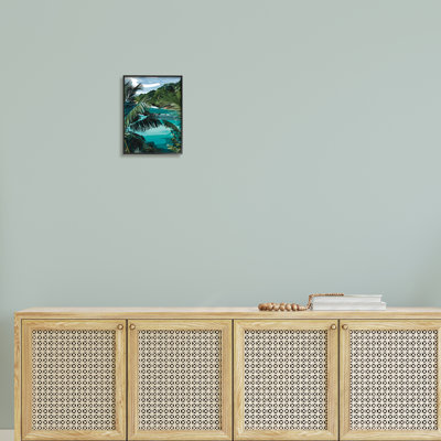 " Tropical Ocean Inlet Lush Palm Tree Hills "