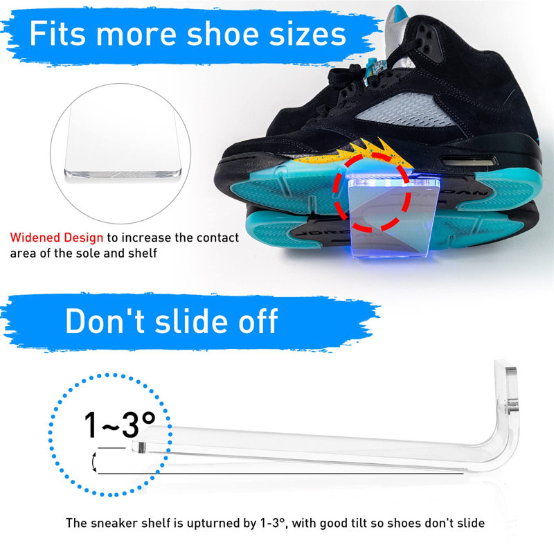 Floating Shoe Display Rack 6-Piece Set With Lights, Glowing Colour Changing Wall Rack