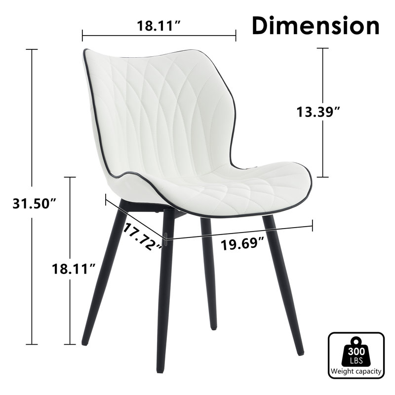 Upholstered Dining Chairs Faux Leather Side Chair With Metal Frame, White