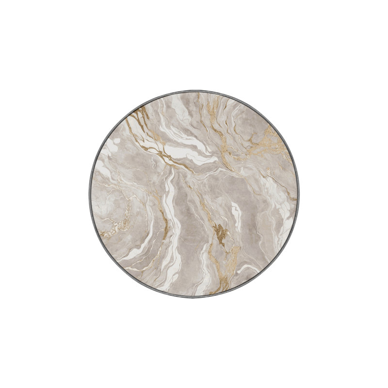 Machine Washable Gray Area Rug, Round 5'