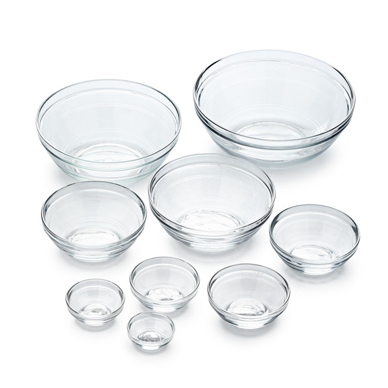 Gigogne Tempered Glass 9 Piece Nested Mixing Bowl Set - Thumbnail 2