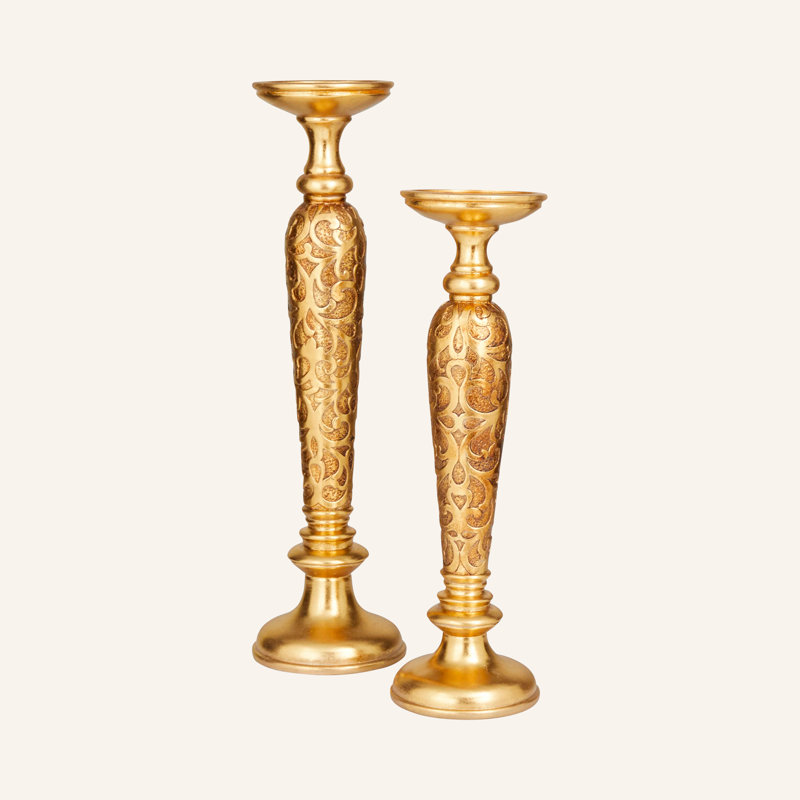 Arhaam Orina 2 Piece Stone Tabletop Candlestick Set