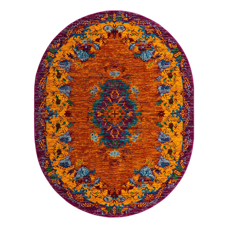 Tapis orange Calypso Orange_Unique Loom, Ovale 7 pi 10 po x 10 pi
