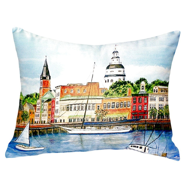 Annapolis City Dock Outdoor Reversible Throw Pillow
