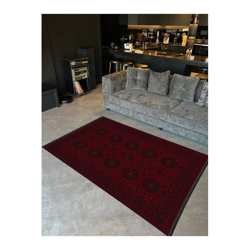 Tapis tissé rouge Mosso, 4'7" x 6'7"
