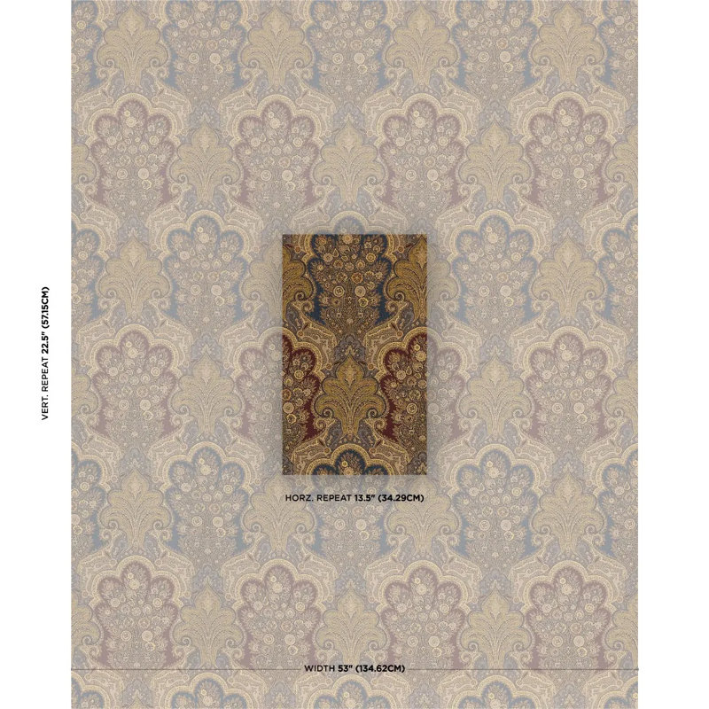 New Castle Paisley Fabric, Indigo