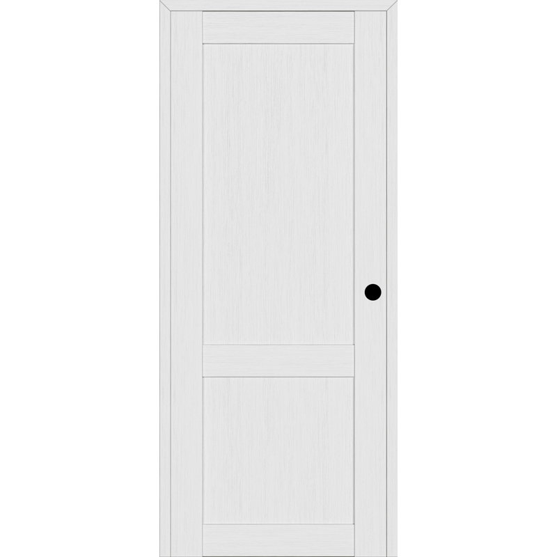 Porte pré-suspendue simple en bois manufacturé 2 panneaux à 2 panneaux, 17,75 po x 83,23 po, Blanc noble, Gauche