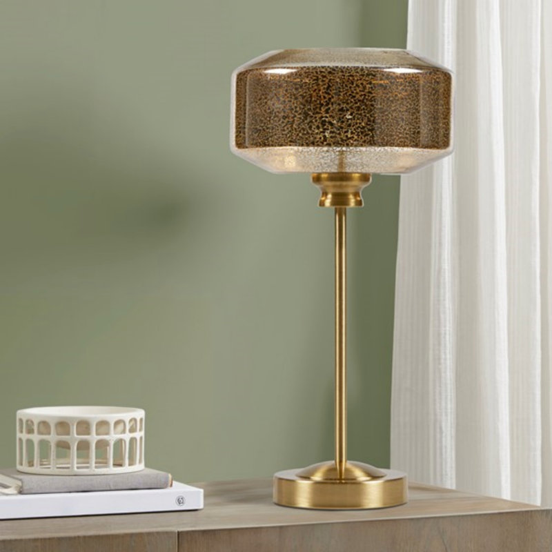 Lampe de table en verre au mercure 17 po doré, interrupteur marche / arrêt, cordon transparent de 60 po