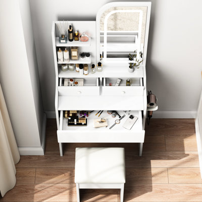 Bureau de coiffeuse élégant avec lumières et miroir