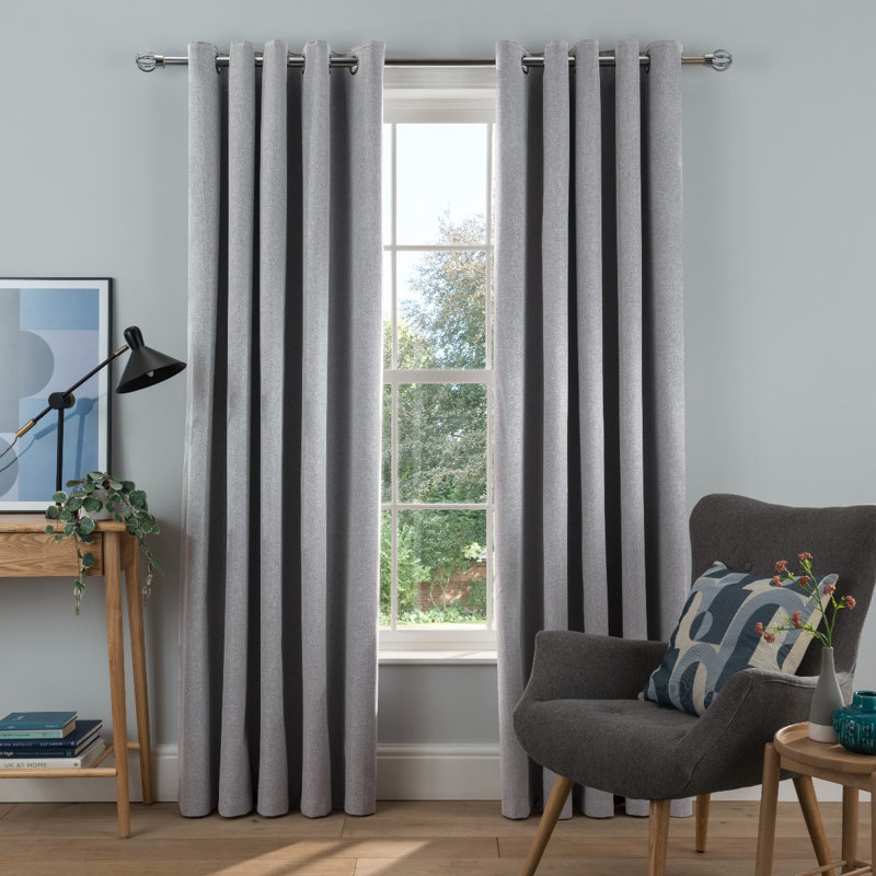 Ausia Blackout Curtain Panel Pair, 137cm H x 117cm W, Navy