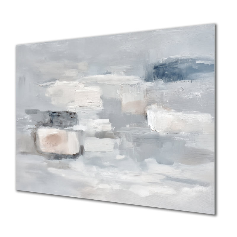 Formes simples gris minimaliste - décor métallique abstrait, impression moderne sur métal, L 40 po x H 30 po