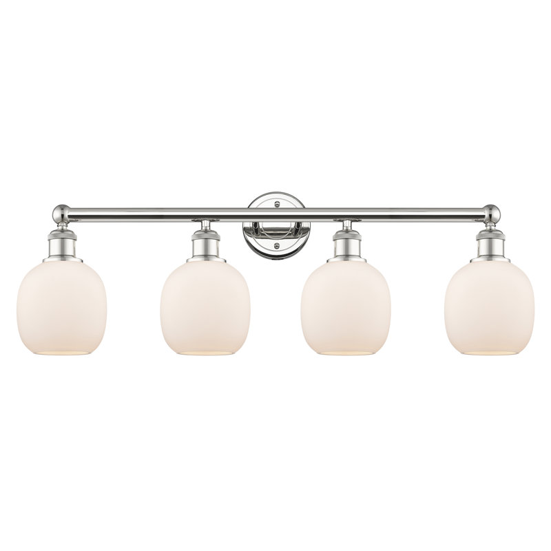 Éclairage pour meuble-lavabo 4 lumières Carlucci, Blanc mat, Nickel poli