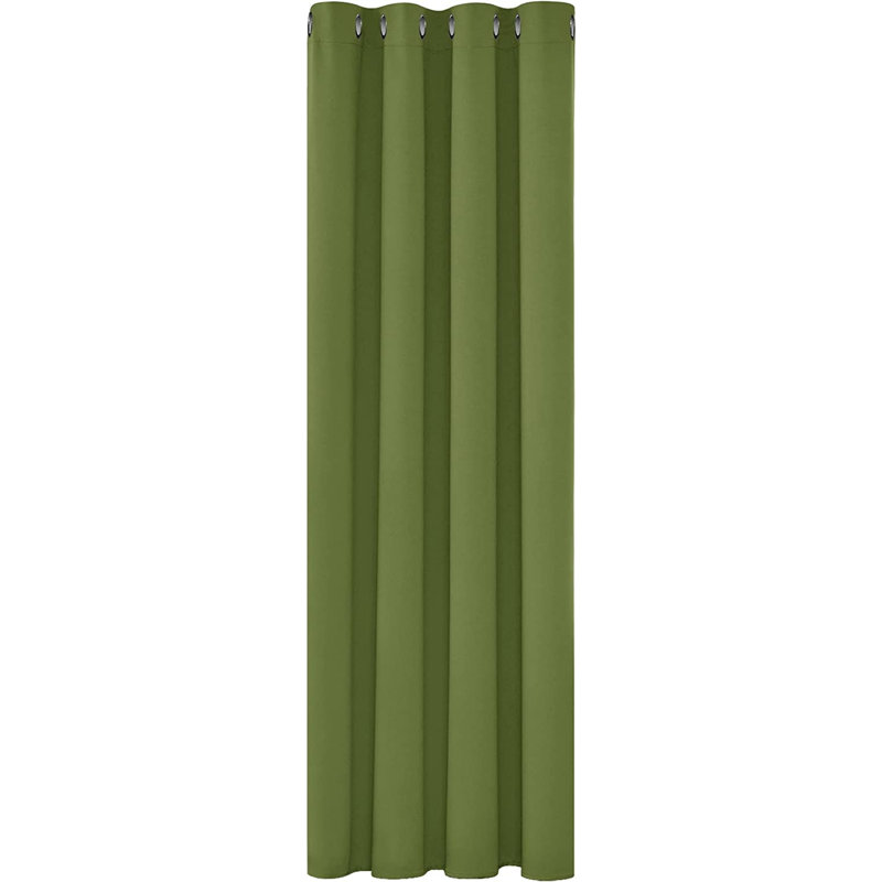 Deconovo Curtains Solidout Super Soft Thermal Insulated Eyeletout Curtains For Bedroom 1 Panel, 132 W x 160 D cm, Green