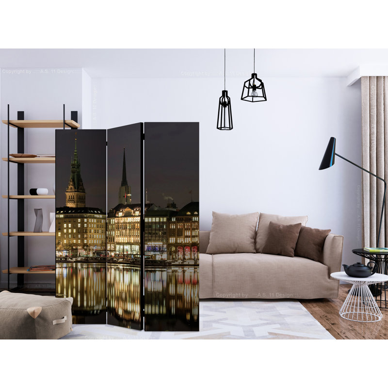 Hanskarl 135cm W x 172cm H 3 - Panel Solid Wood Folding Room Divider