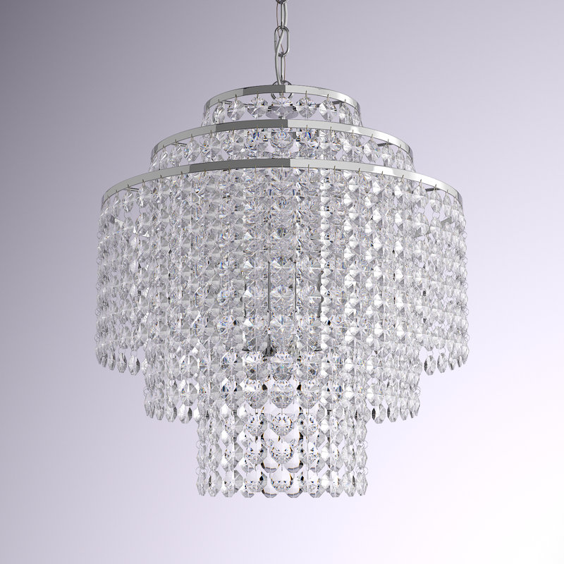 Hythe Dimmable Tiered Chandelier, Chrome, 20.5" H x 18" W x 18" D