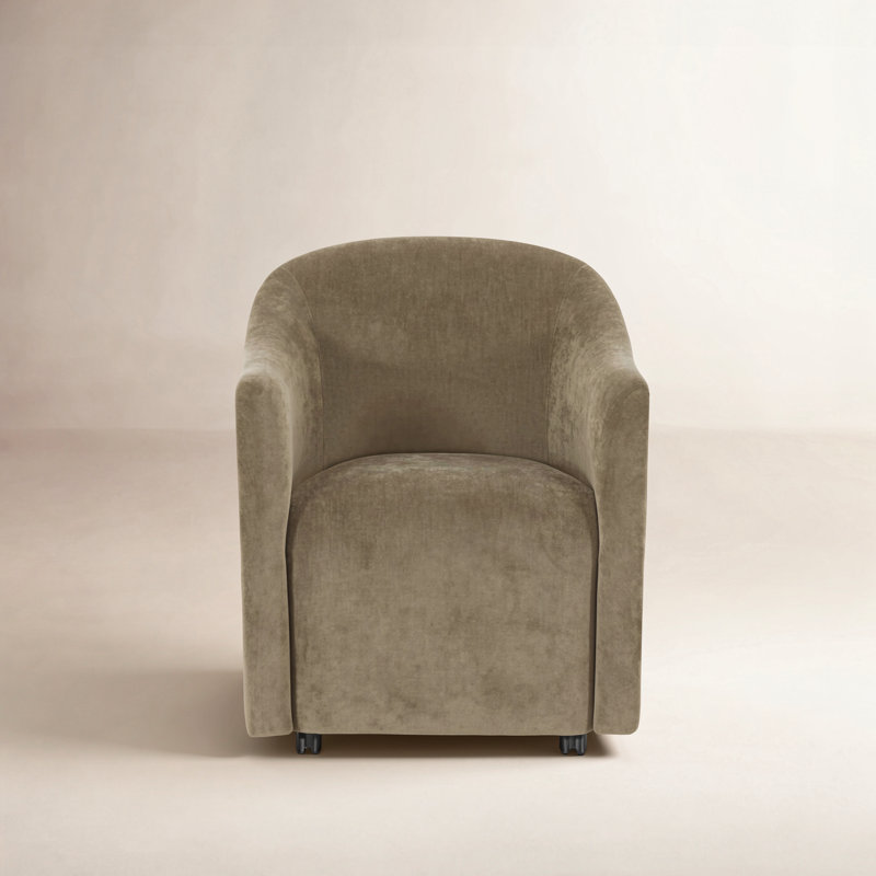 Denice Rolling Dining Arm Chair, Green Polyester
