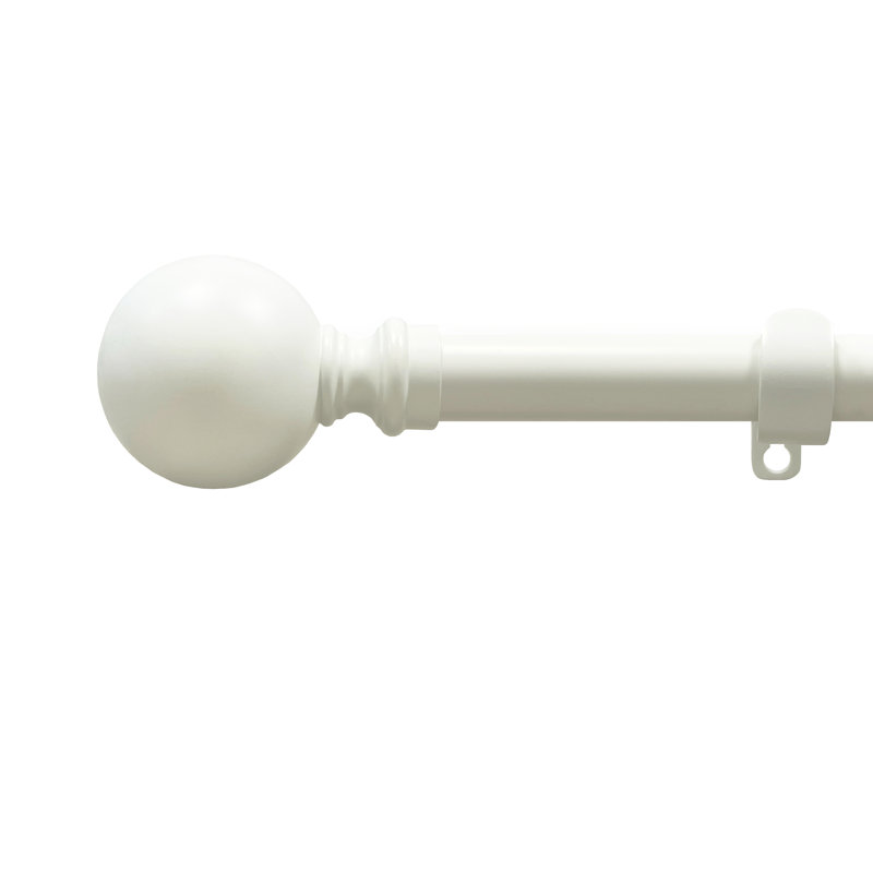 Antique White Adjustable Decorative Rod with Finials, 28-48 Inches
