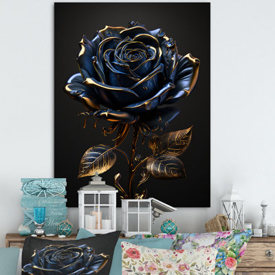 «Golden rose in vintage II», reproduction sur toile