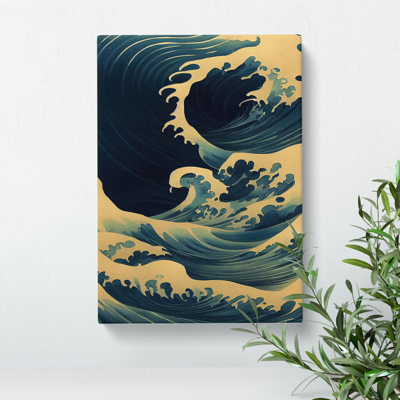 Traditional Japanese Wave No.5 - Wall Art, Wrapped Canvas, 50cm H x 35cm W, No Matte