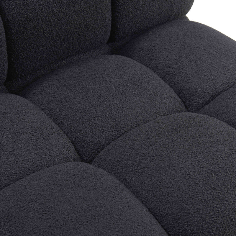 Chesnie Black Vegan Shearling 6-Piece Modular U-Sectional