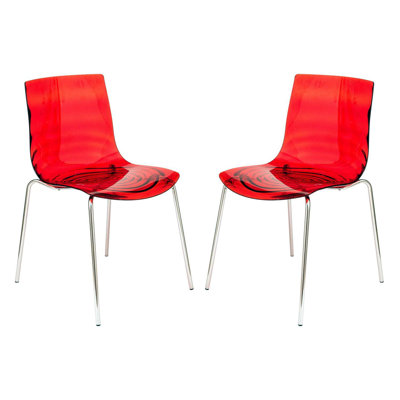 Chaise d'appoint en plastique rouge - ensemble de 2