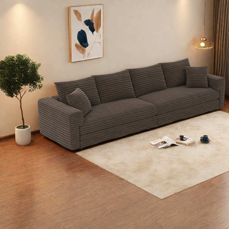 Compression Sofas, 102.4 Inch Corduroy Modern Cloud Couch for Home