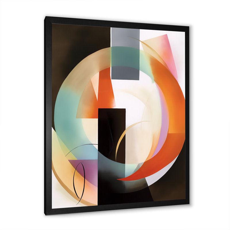 «Gisla Orange Geometric Rhythms I», reproduction sur toile, Cadre photo noir, H 20 po x l 12 po x P 1 po