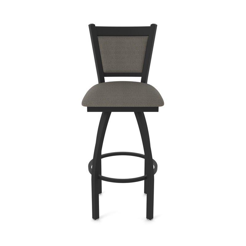Tabouret pivotant Hadleigh, Tabouret de comptoir (siège d'une hauteur de 25 p, Noir froissé, Tissu - graphique calice