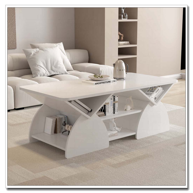 Rectangular Coffee Table For Living Room, White