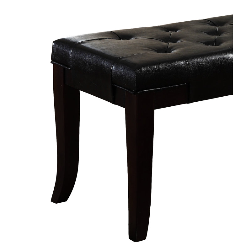 Faux Leather Bedroom Bench, Tone, Modern Room Accessory, 44"W X 16"D 18.56"H Graceful Upholstery, Hardwood Legs,, Espresso