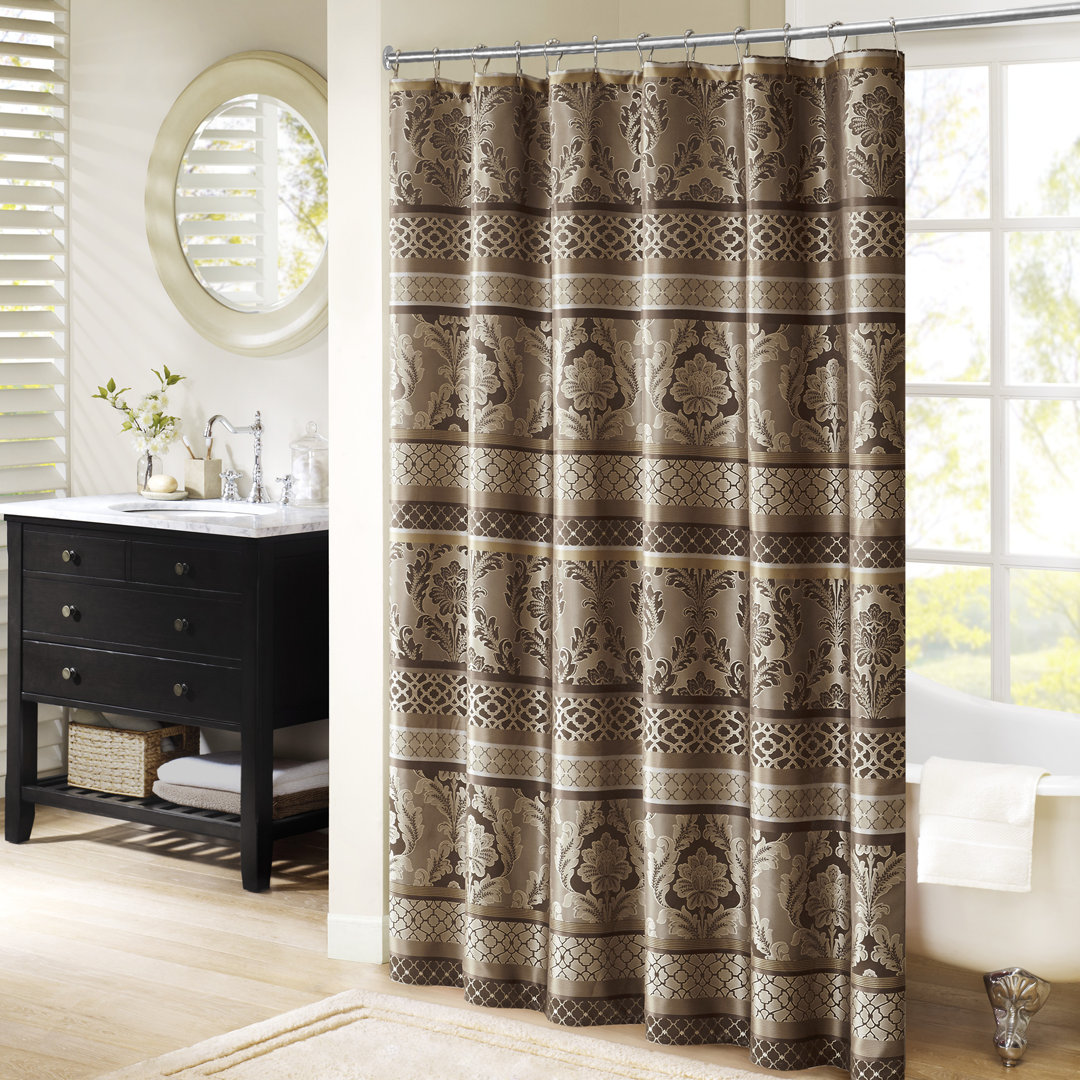 Bellagio Jacquard Floral Single Shower Curtain Madison Park 