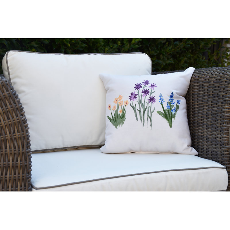 Farmers Market Floral Outdoor Reversible Throw Pillow, Purple, 18" x 18"