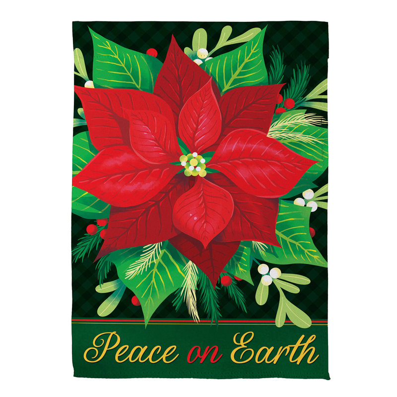 Paix sur terre, drapeau de maison en suède poinsettia