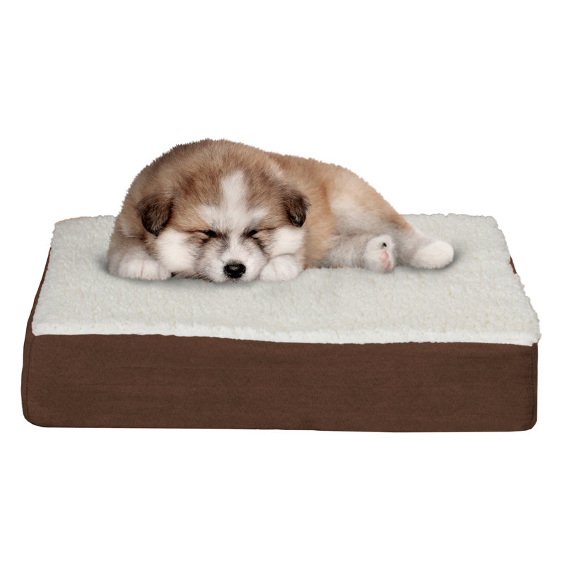 PETMAKER Orthopedic Dog Bed - Memory Foam Crate Mat with Machine Washable Cover, Small (4" H x 20" W x 15" D), Brown